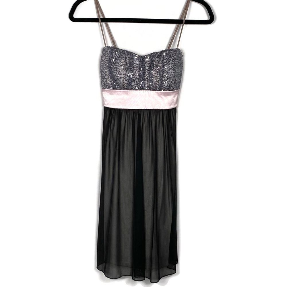 RUBY ROX Cocktail Party Dress - A line Pink Grey and Black